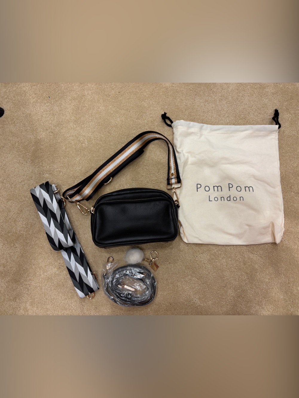 Pom Pom London black crossbody bag